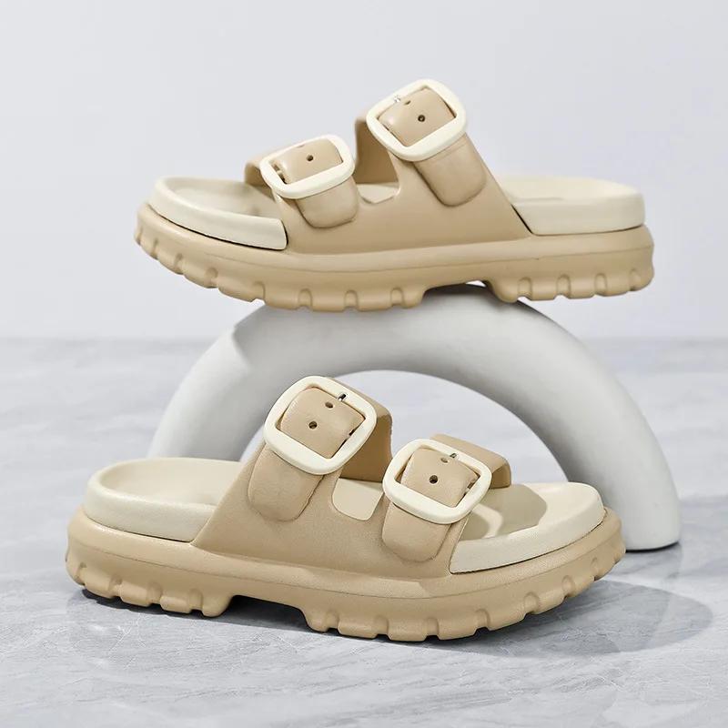 Fashion Black Platform Sandals Summer Beach Unisex Sandals  Wear Outside Slippers Indoor Sandals Fashion Women Shoes Outdoor Men Shoes