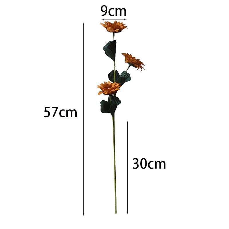10pcs Artificial Oil Painting Style Sunflowers Silk Fake Flowers Hotel Decor Retro 3 Heads Sunflower Branches Simulated Flower