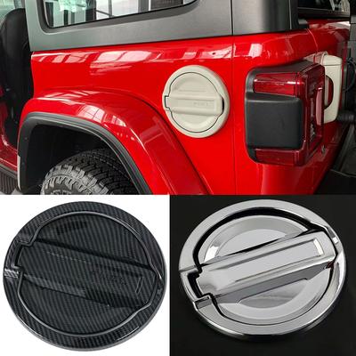 Dla Jeep Wrangler JL 2018 ABS Chrom lub Wygląd Włókna Węglowego Stylizacja Samochodu Zbiornik Paliwa Gaz Diesel Korek Wlewu Oleju Nakładka Wykończeniowa Akcesoria