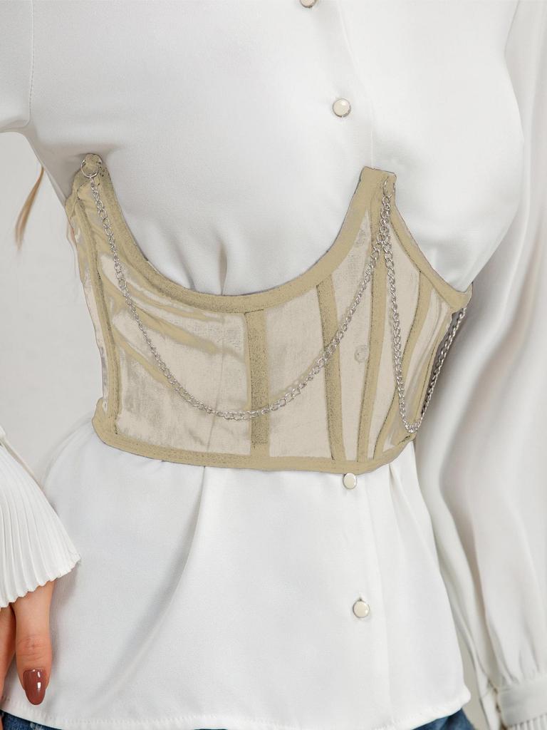 European & American Lace Waist Cincher Corset: Slimming Mesh Vest with Bust Support & Abdominal Shaping.