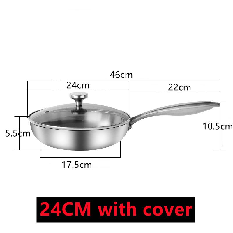 New Frying Pan 304 Stainless Steel Cooking Pots for Kitchen Professional Grade Pans for Cooking Tools Pot 22cm 24cm 26cm 28cm