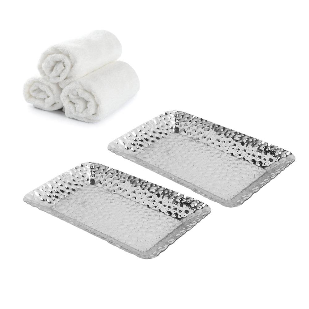 2Pcs Anti-spill Edge Food Serving Plate Thickened Organizer Tray Display Dish  Bathroom