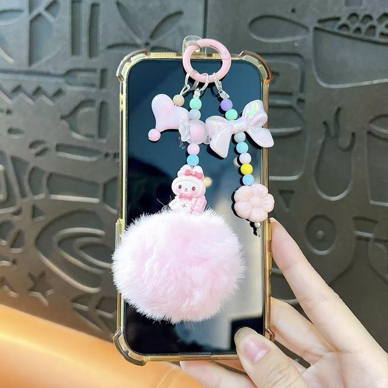 Cartoon Doll Hairball Beaded Keychain Exquisite Cute Bag Pendant Car Key Chain