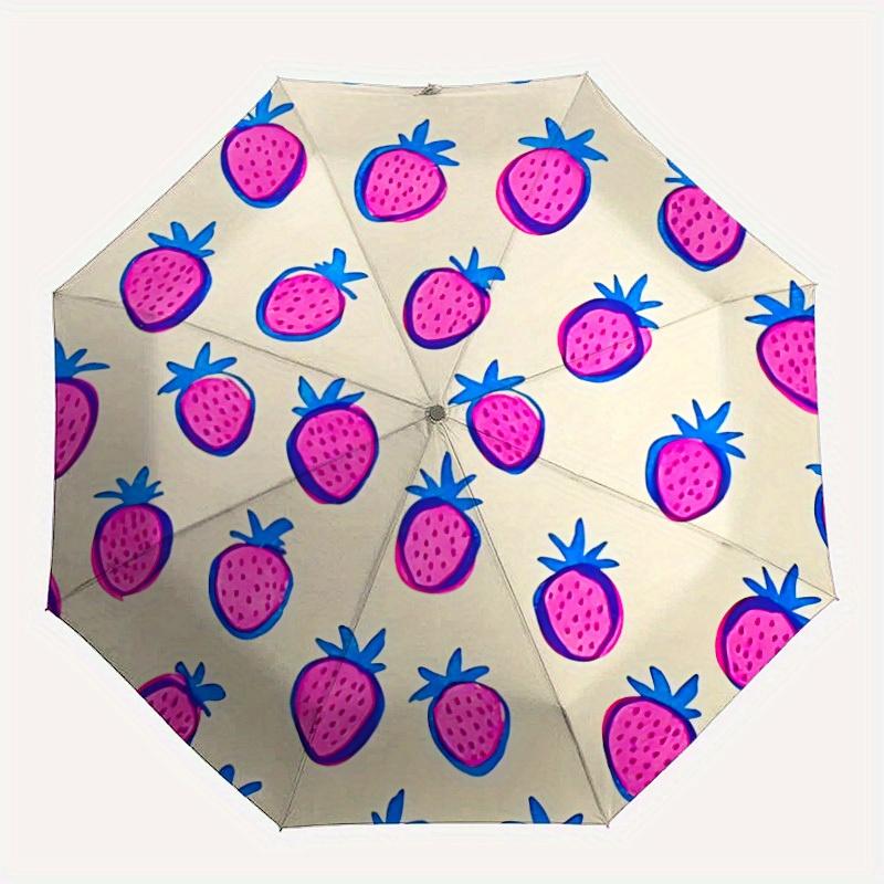 

1pc Strawberry Pattern Automatic Umbrella - 8-Rib Foldable Design, Outdoor Adventures, and Family Celebrations yy250829052