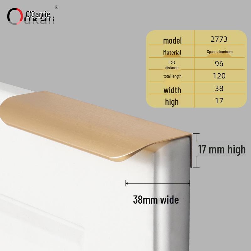 Oukali Curved Invisible Edge Aluminum Cabinet and Wardrobe Handle