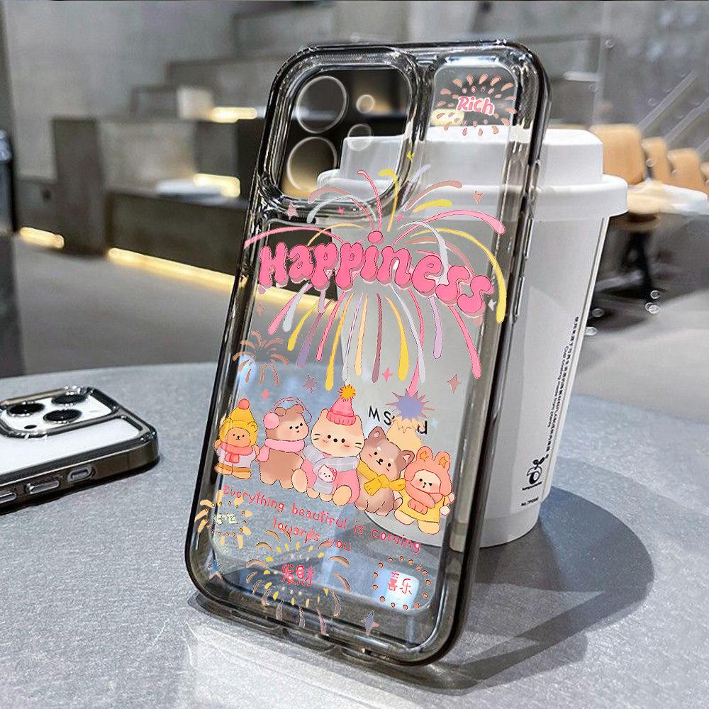 Fireworks Small Animals Apply To iPhone17promax Apple 16 Mobile Phone Case 14/13 Cartoon 15 Transparent All-inclusive X