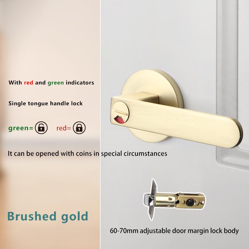 Indoor Door Indication Lock Household Keyed Three-lever Handle Lock White Bathroom Occupied or Unoccupied Door Handle