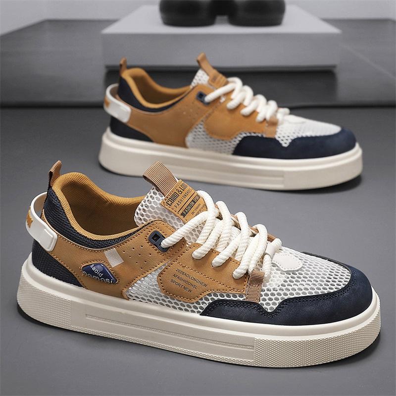 Mens Shoes 2025 Summer New Breathable White Shoes Mens Trendy and Versatile Thick Soled Sports Board Shoes Trendy Shoes