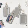 Multifunctional PVC Photo Card Case Silver With Keychain Idol Card Display Holder 3 Inch Card Protective Cover