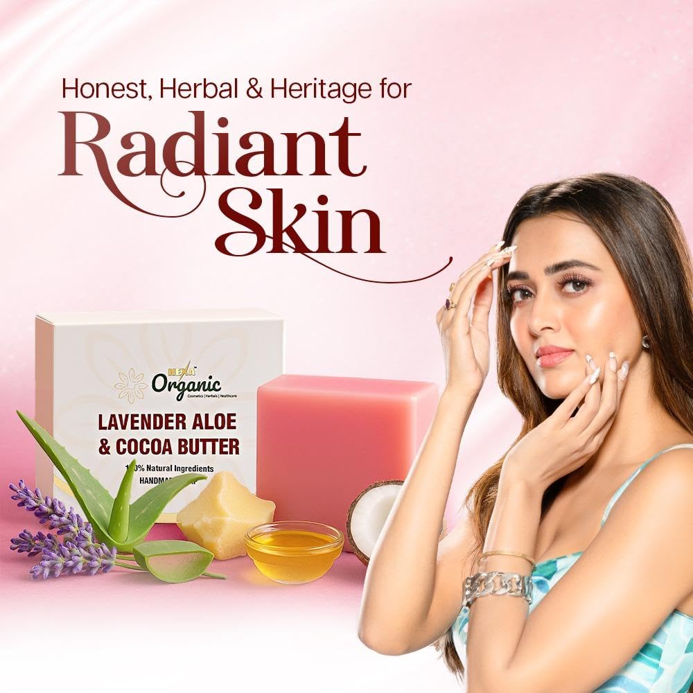 Handmade Cold Processed Soap – Lavender, Aloe Vera, Cocoa Butter, Honey | Calming, Hydrating & Anti-Ageing | Pack of 2 | 100 gm each