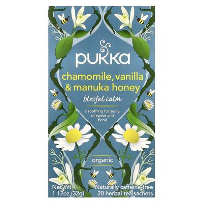 Pukka Thé aux Herbes Camomille, Vanille & Miel de Manuka Sans Caféine, 20 Sachets, 32g (1,12 oz)