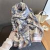 Retro Flower And Bird Printing Imitation Cashmere Autumn And Winter Warm Neck Protection Scarf Versatile Atmosphere Scarf