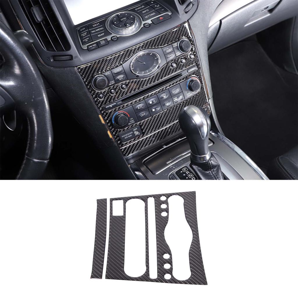 For 2007-2013 Infiniti G25 G35 G37 Soft Carbon Fiber Central Control Gear Shift Air Outlet Frame Panel Sticker Car Accessories