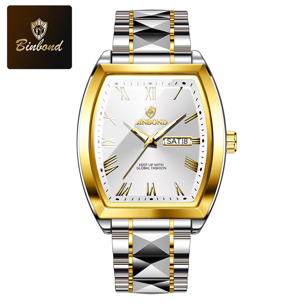 Barrel-shaped men's watches men's high-end business men's watches in the elderly waterproof luminous ten