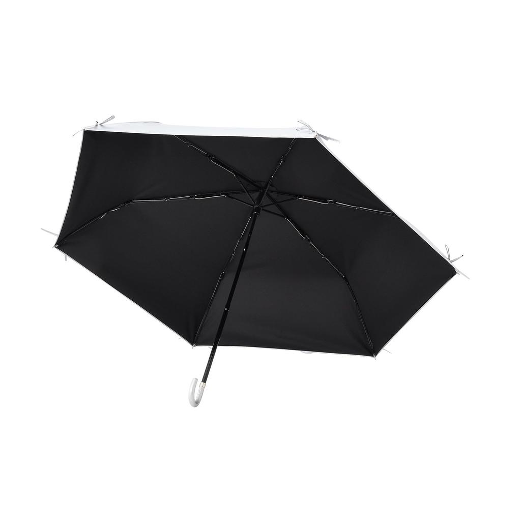Francfranc Folding Umbrella with Blackout Suitable for Sun and Light UV Suitable for Sun and Rain Ribbon, 50cm, Silver, Rain, 100% Blocking,
