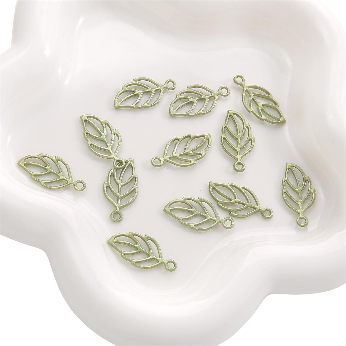 

1-2 шт./пакет из сплава с зелеными листьями, подвеска, браслет, ожерелье, серьги, ювелирные аксессуары 12x24mm 2pcs/bag