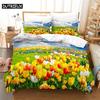 Flower Landscape Queen Bedding Set Duvet Cover Kids Bedroom Bed Set Comforter Cover Set King Size Duvet Cover Set Bedding Sets