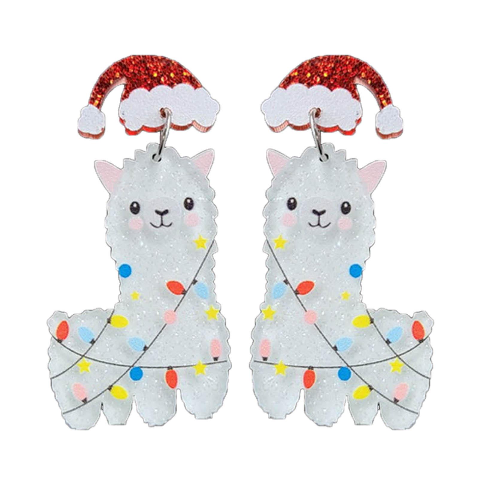 

Fashion Dangle Earrings Tree Alpacas Gingerbreads Man Drop Earrings Statement Jewelry Christmas Cartoon Acrylic Earrings