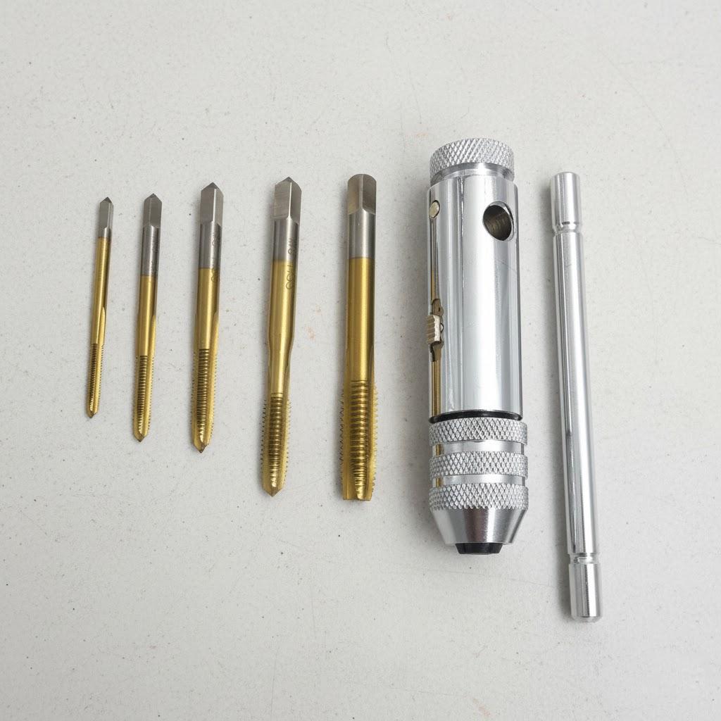 

T Handle Ratchet Faucet Seat Adjustable Silver Wrench 5 Pieces M3 M8 3mm 8mm Metric Machine Threaded T Cock Faucet Tool золотой