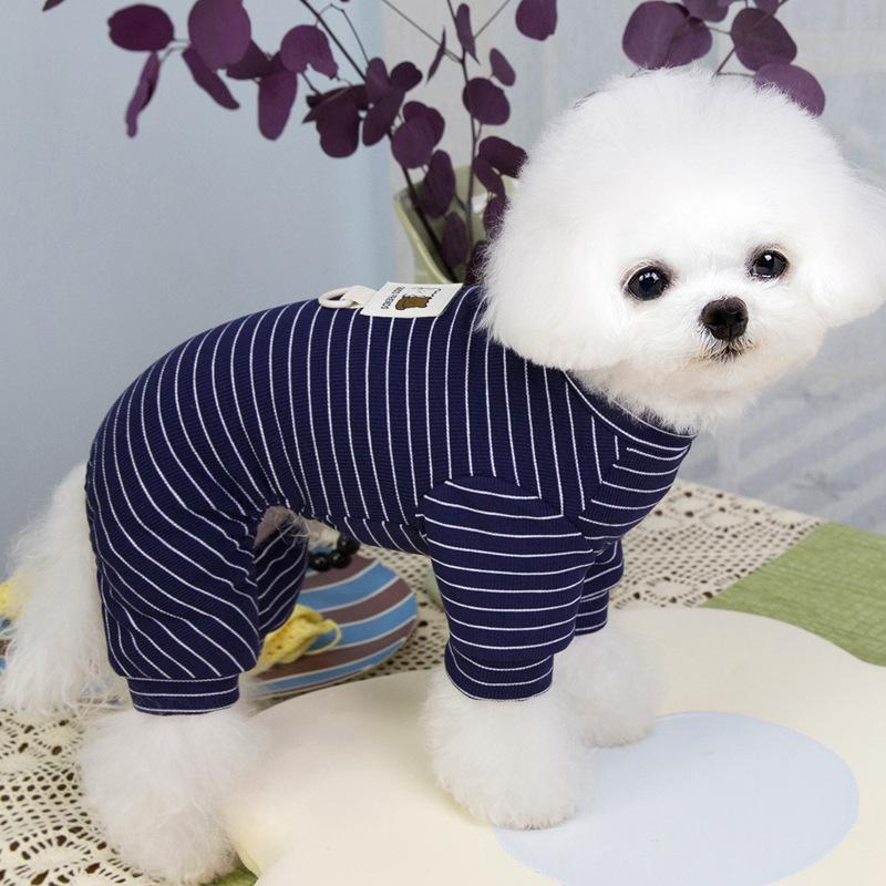 Stretch striped pet than bear teddy dog clothes spring and summer thin four-legged loungewear