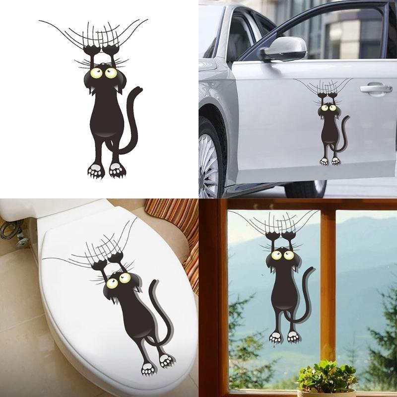 62KD Falling Down for Cat PVC Mirror Wall Sticker DIY Window Decal Wallpaper