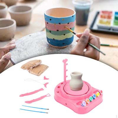 Roda de Oleiro Elétrica Infantil, Brinquedos de Artesanato, Mini Máquina Cerâmica Feita à Mão para