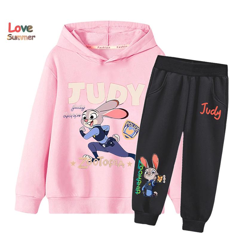2pcs Kids Zootopia 2 Hoodie Joggers Set Kids Judy Nick Kids Sweatshirt 2pcs Suit Casual Playwear Everyday Sports Matching Outfit for Boys