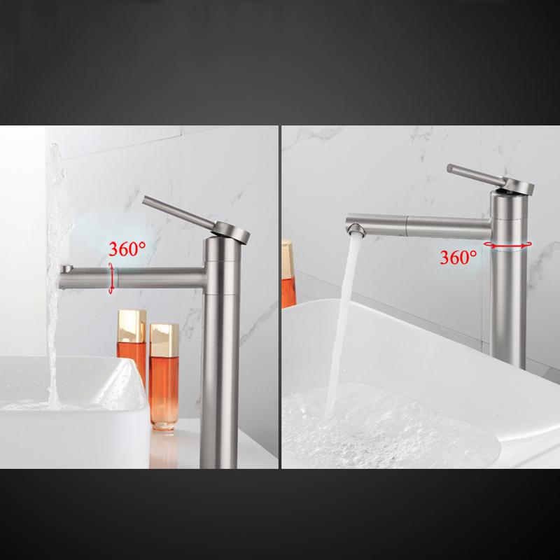 Robinet de baie rotativ 360°, robinet de chiuvetă rece și cald, robinet de bucătărie din oțel inoxidabil 304, robinete de toaletă