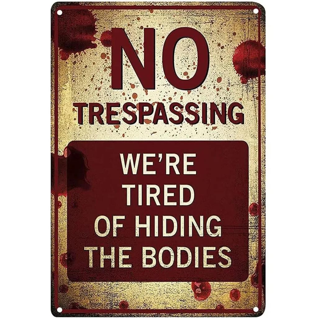 Retro No Trespassing Metal Poster Iron Decoration Perfect for Home Cafe Garage Club Bar Pubs