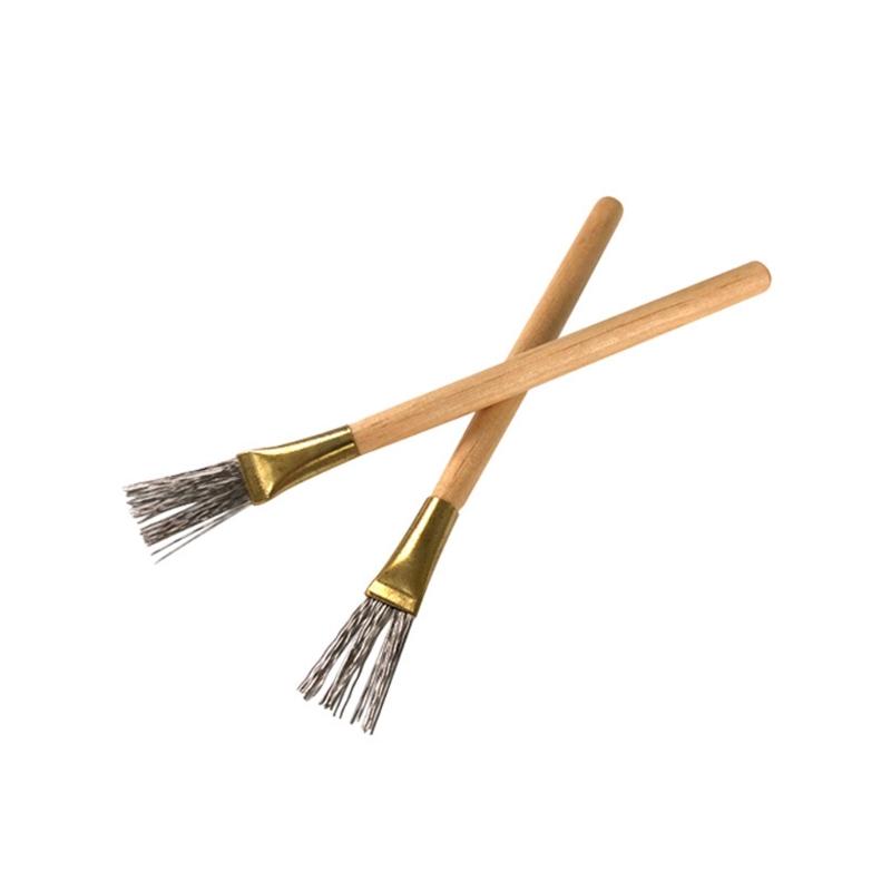 

Pack of 2 Stainless Steel Clay Sculpting Brushes Ergonomic Wood Handle Professional Pottery Crafting Accessories 1