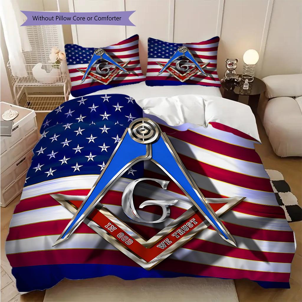 Recognized Freemasonry bedding, duvet cover, pillowcase, home decoration, birthday gift (1 * duvet cover+2 * pillowcase, coreless)