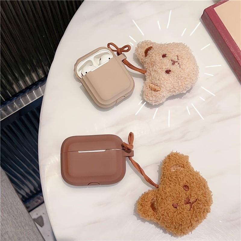 Plush Bear Pendant Protector for Apple Airpods 1 2 3 Wireless Earphone Silicone Protector for Airpods Pro 2 Earphone Soft Case