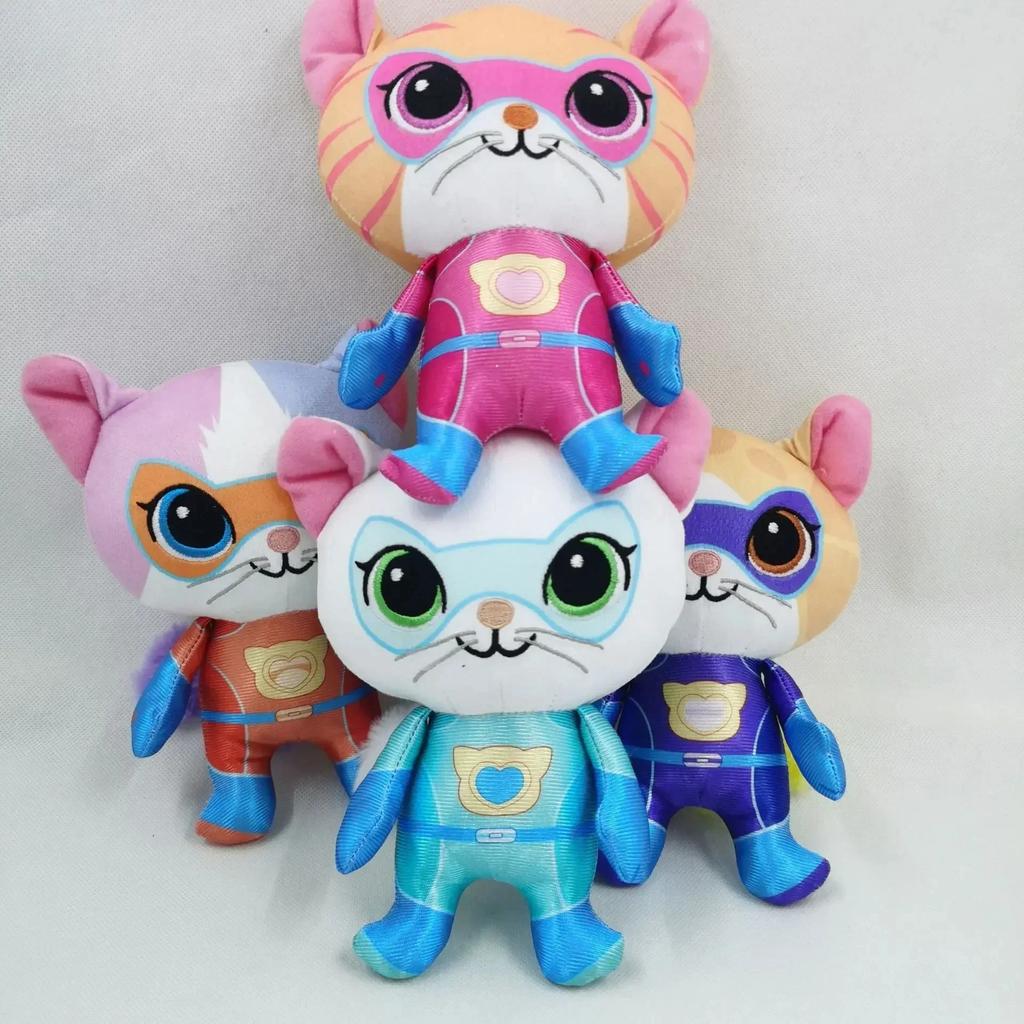 Super Kitties Team Crystal Anime Plush Toys - Super Soft Blue Green Yellow Kittens Dolls Kids Gift