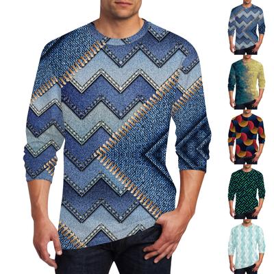 Pánske tričko s výstrihom Oblečenie Outdoor Potlač s dlhým rukávom Módny návrhár Vintage