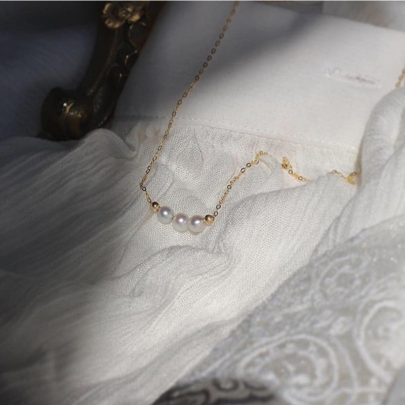 New 925 Sterling Silver Three Pearl Necklace Exquisite Choker Birthday Gift For Ladies Exquisite Jewelry Snk035