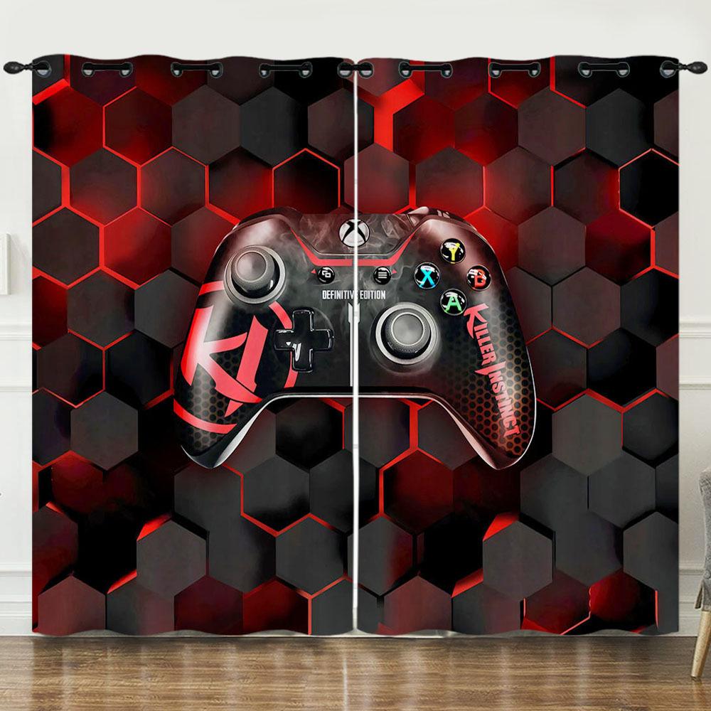 Gamepad Gamer Mobile Game Elements 3D Digital Printing Curtain Blackout Punching