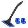 Windshield Cleaning Tool 16-inch Long Rod Window Wiper with 3 Microfiber Cloth Pads Auto Glass Cleaning Brushes Car Interior Cleaner Kit