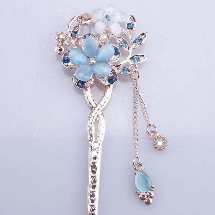 1 Pcs Fancy Colorful Flower Hollow Clip Hair Accessories Women Fashion Rhinestone Hairpin Headwear Clips Indian Jewelry
