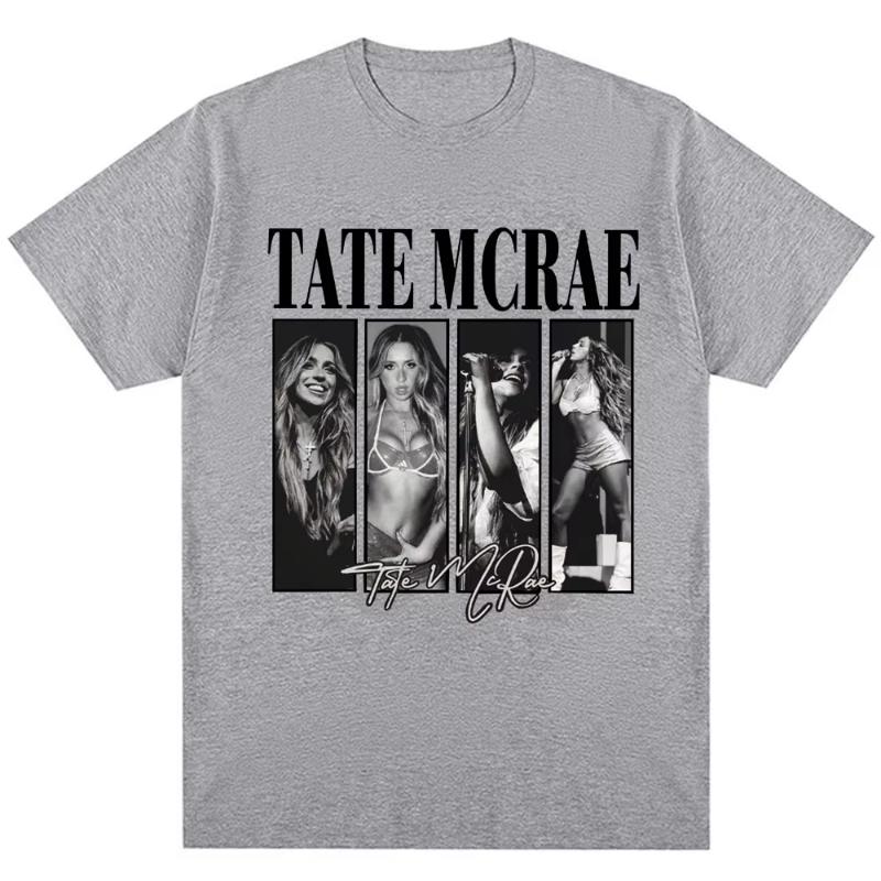 Vintage Tate McRae Signature Print T Shirt Streetwear The World Tour 2025 Fashion Tshirts Cotton Oversized Women T Shirts