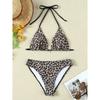 1011 New Leopard Print Swimsuit Women's European and American Sexy Lace-up Bikini Swimsuit Bikini