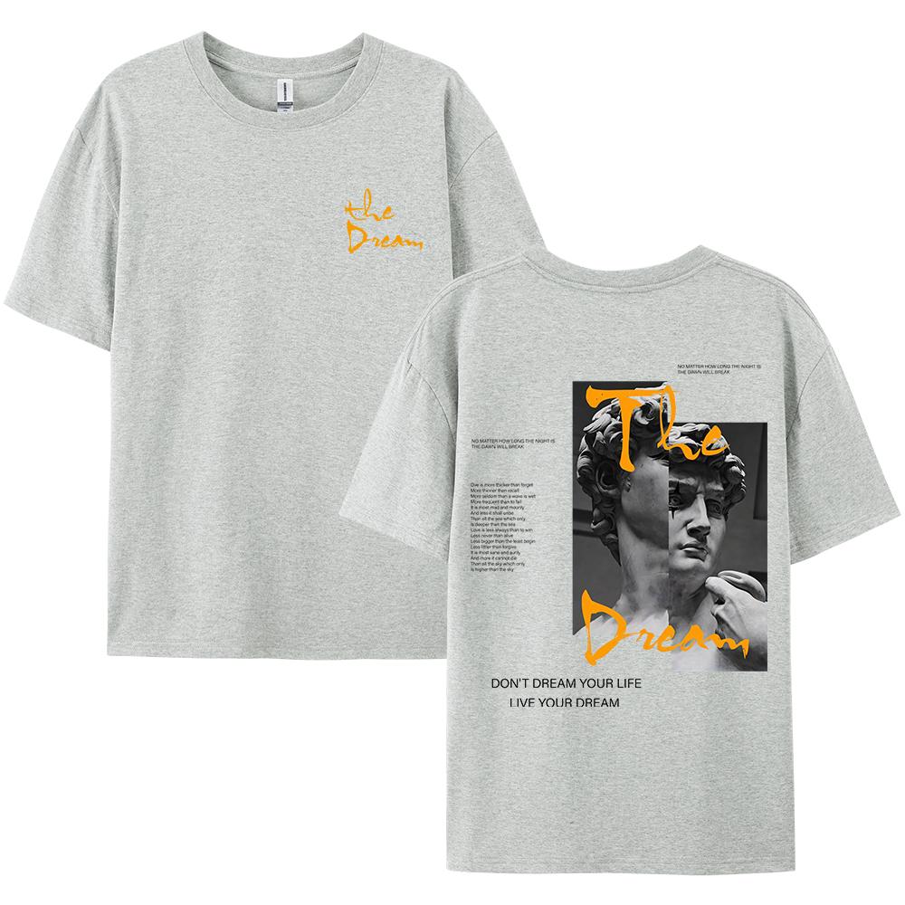 Summer Men's Letter Printed Round Neck T-shirt Street 100% Cotton Loose Breathable Soft Outdoor Holiday Short Sleeve