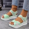 New Women's Flat Thick Sole Beach Sandals Magic Tape Adjustable Casual Summer Shoes