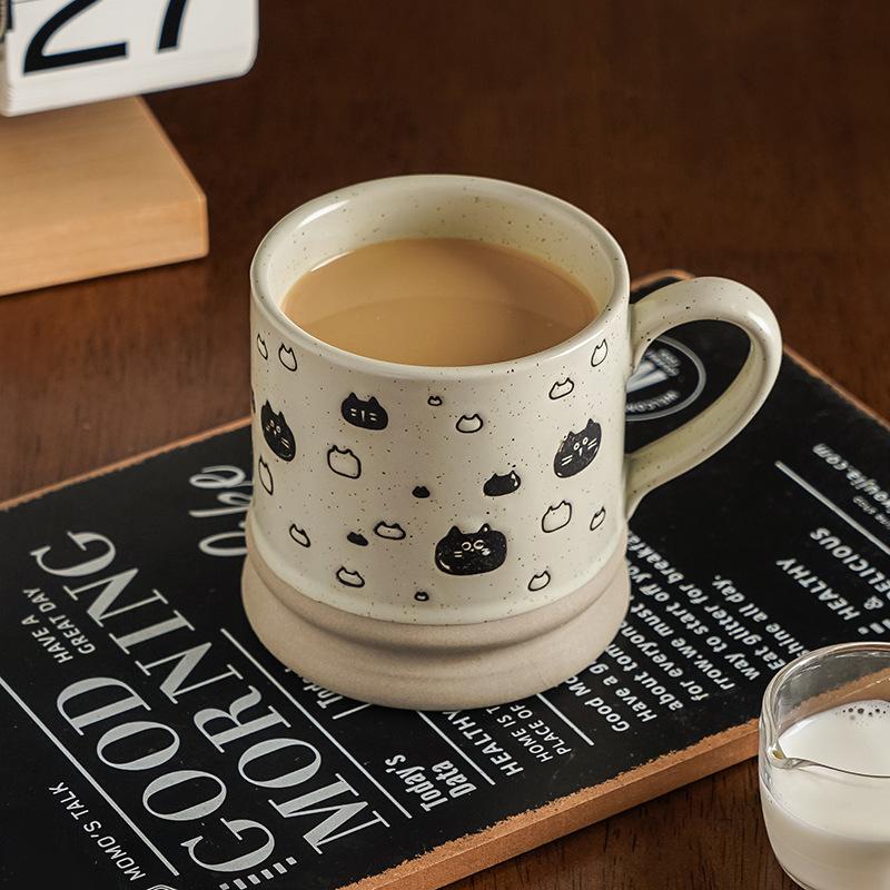 Creative Handcrafted Japanese Retro Coarse Earthenware Coffee Cups Afternoon Tea Household Drinking Cups  High Appeartion Level Ceramic Cups