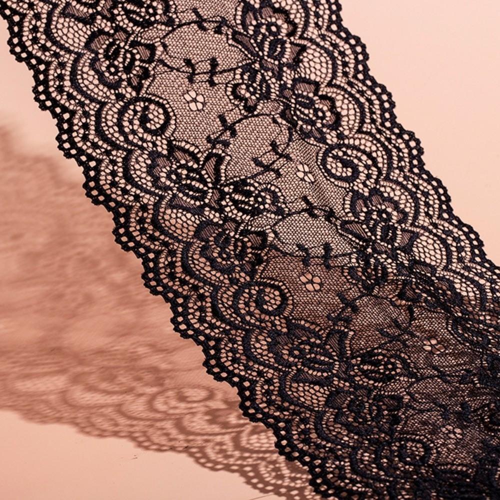 3 метра Ткань для шитья одежды Ажурная вышитая кружевная отделка Декоративная эластичная кружевная отделка Ткань чёрный