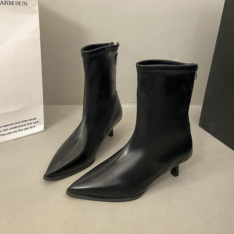 Autumn and Winter New Martin Boots Thin Heel Small Heel High Heel Suede Pointed Fashion Boots Thin Boots Chelsea Boots Short Boots