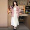 Large size suspender skirt summer dress slightly fat MM waist and thin vacation beach dress Tibetan meat age-reducing high waist dress