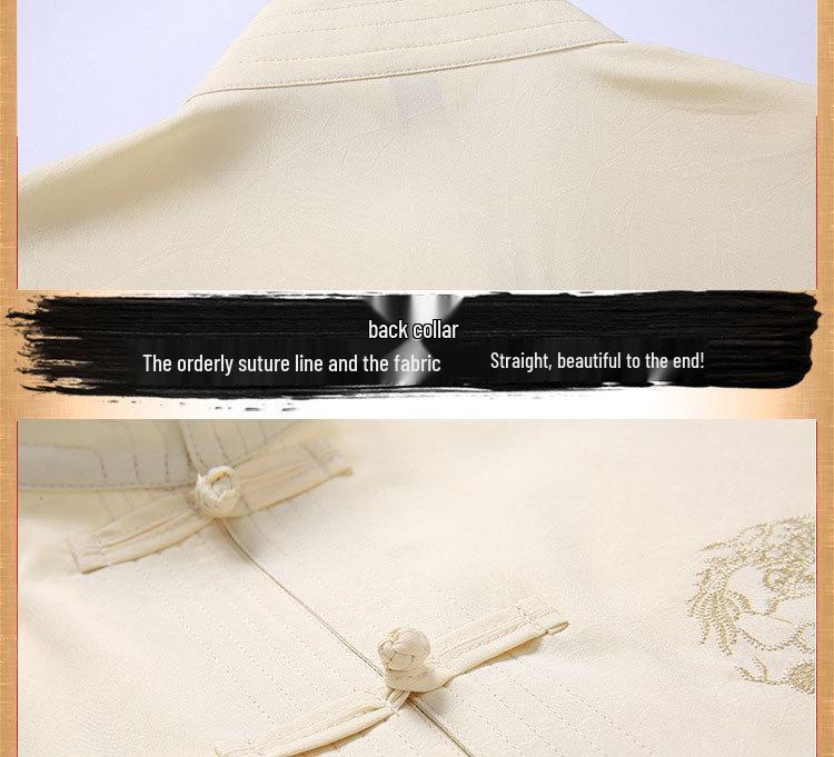 Men's Ethnic Tang Suit: Summer Stand-up Collar Short-Sleeve Hanfu Set for Middle-Aged & Elderly