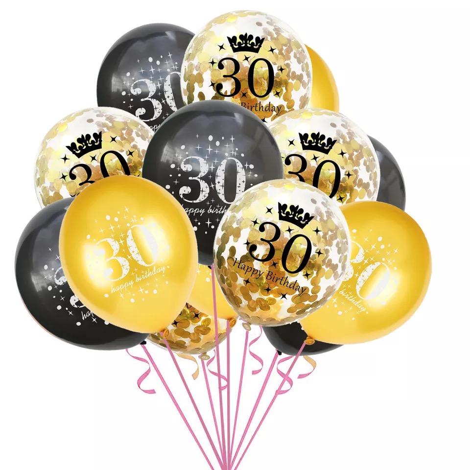 15pcs Birthday Inflatable Confetti Number Balloons 18 21 30 40 50 60 70 Year Party Decoration Adult Digit Helium Birthday Balons
