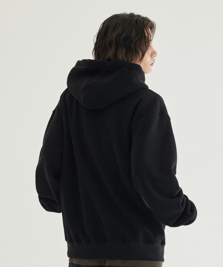 COVERNAT Small Logo Fleece Zip-Up Hoodie Black
