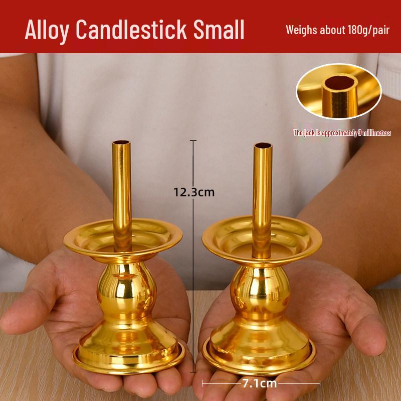 Bamboo and Alloy Candle Holder for Worship - Insertable Stand for Buddha or God